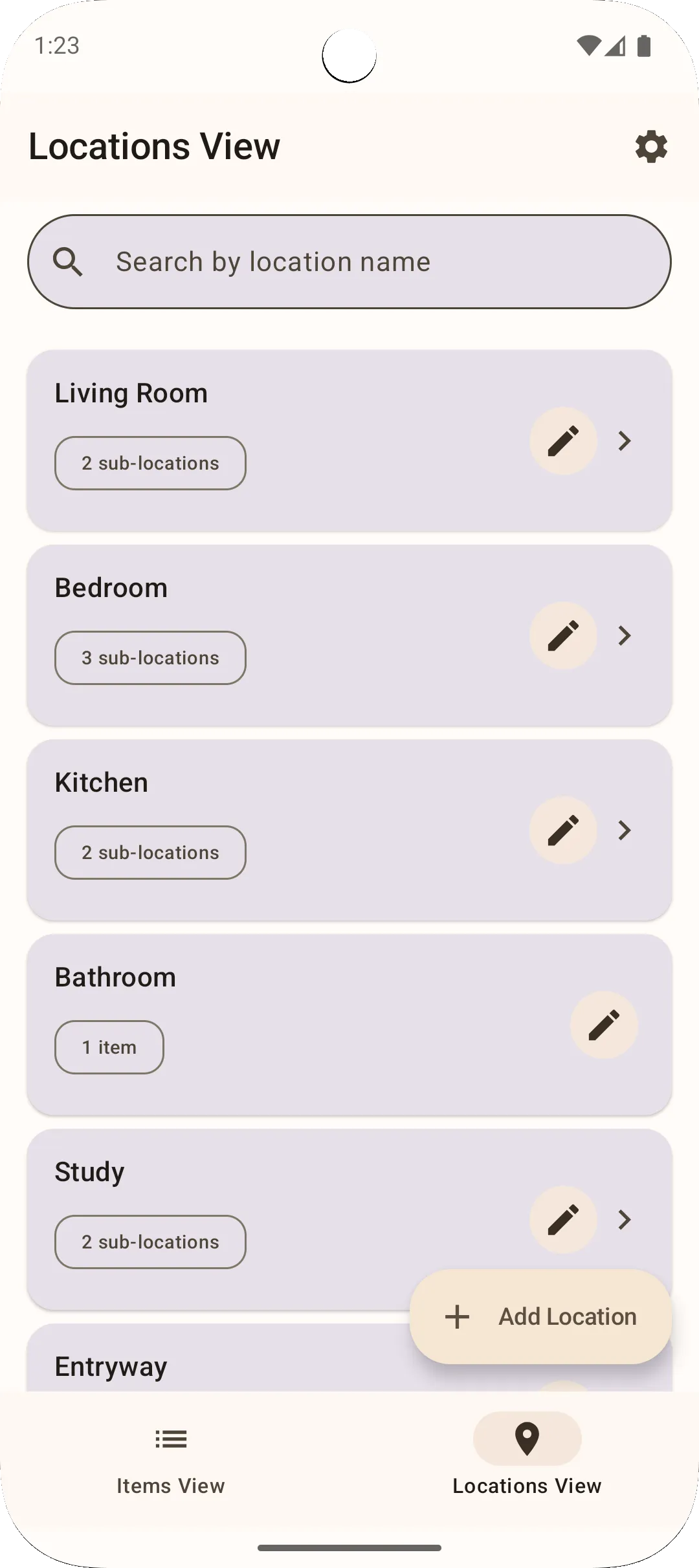 Sago app location view - hierarchical location management